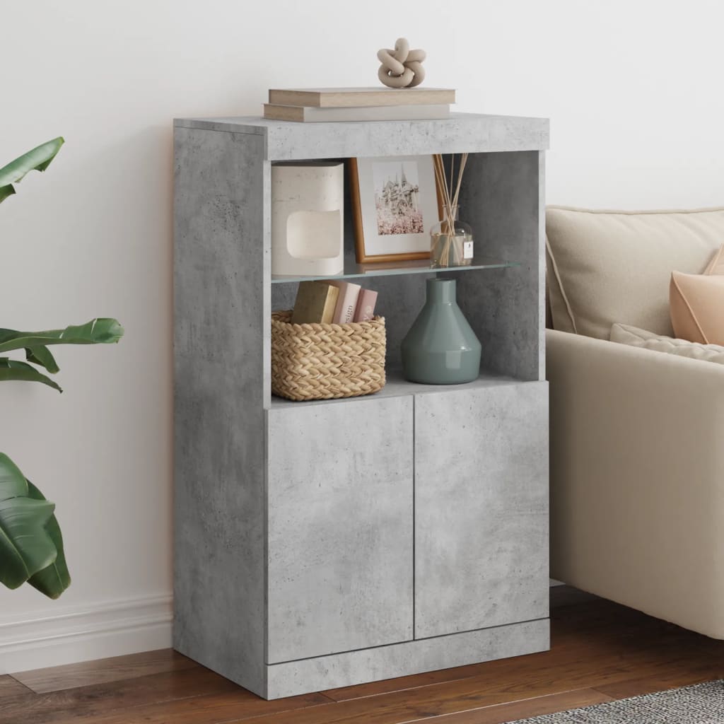 Buffet avec lumières LED gris béton 60,5x37x100 cm - XIOS