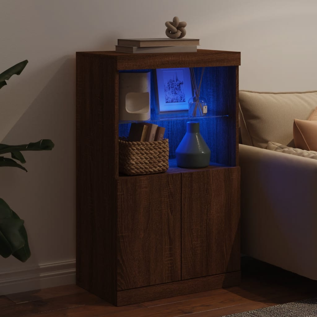 Buffet avec lumières LED chêne marron 60,5x37x100 cm - XIOS