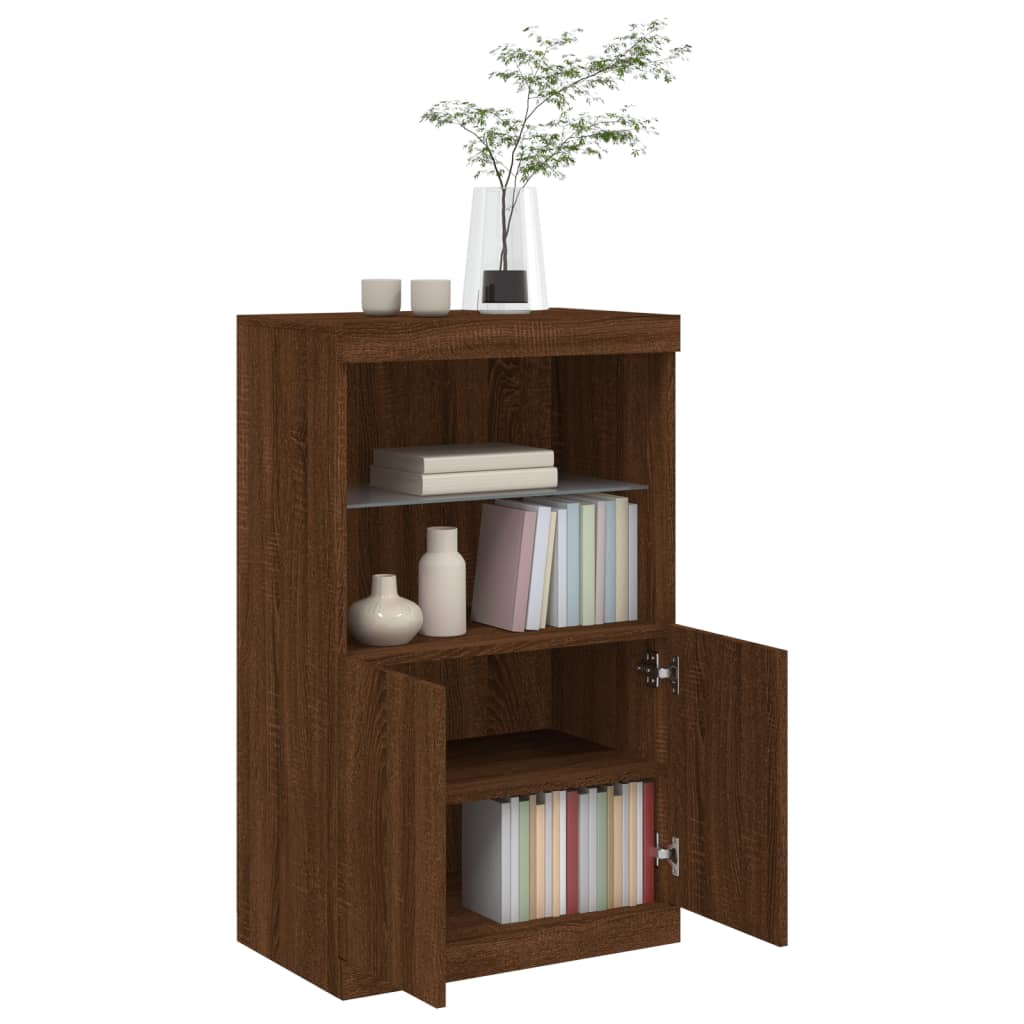 Buffet avec lumières LED chêne marron 60,5x37x100 cm - XIOS