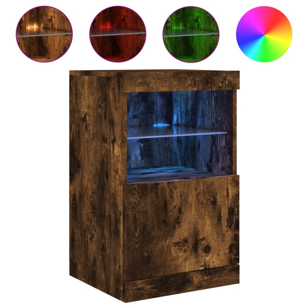 Buffet avec lumières LED chêne fumé 41x37x67 cm - XIOS