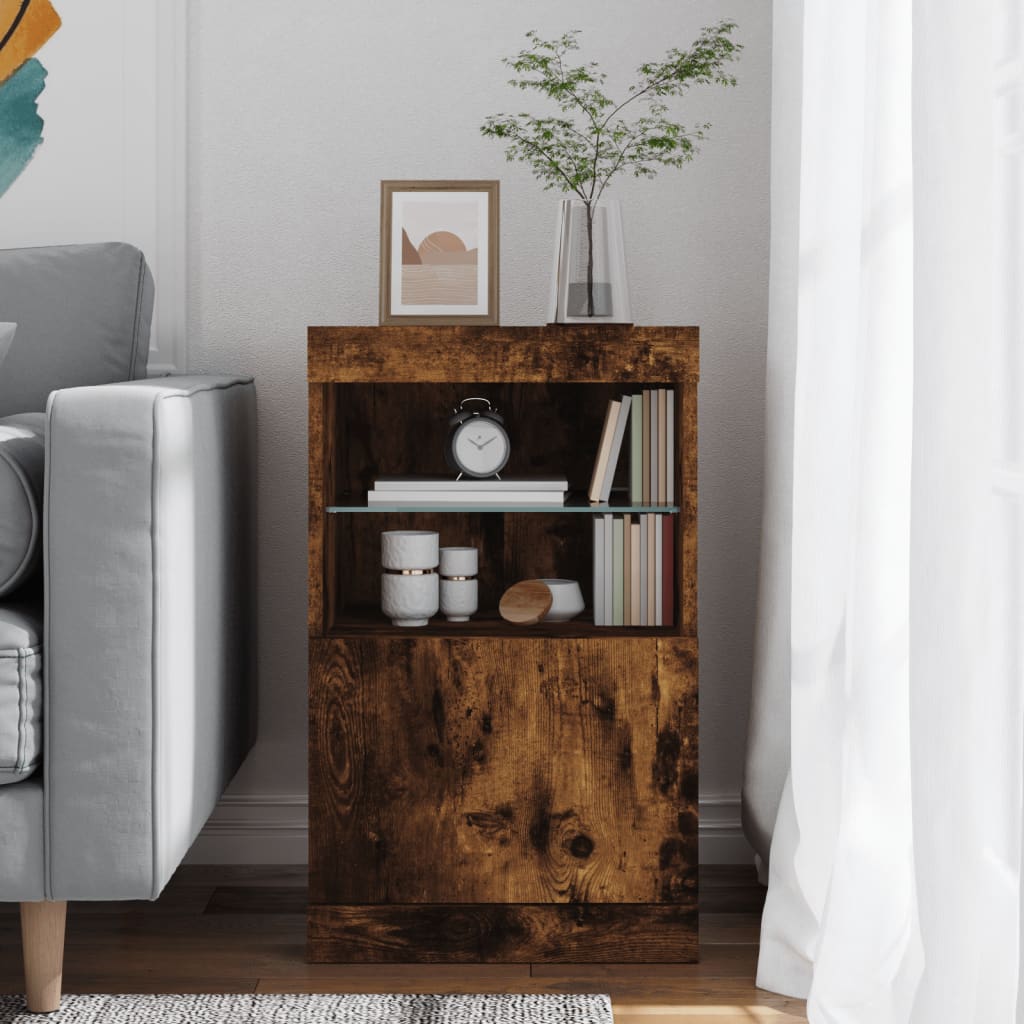 Buffet avec lumières LED chêne fumé 41x37x67 cm - XIOS