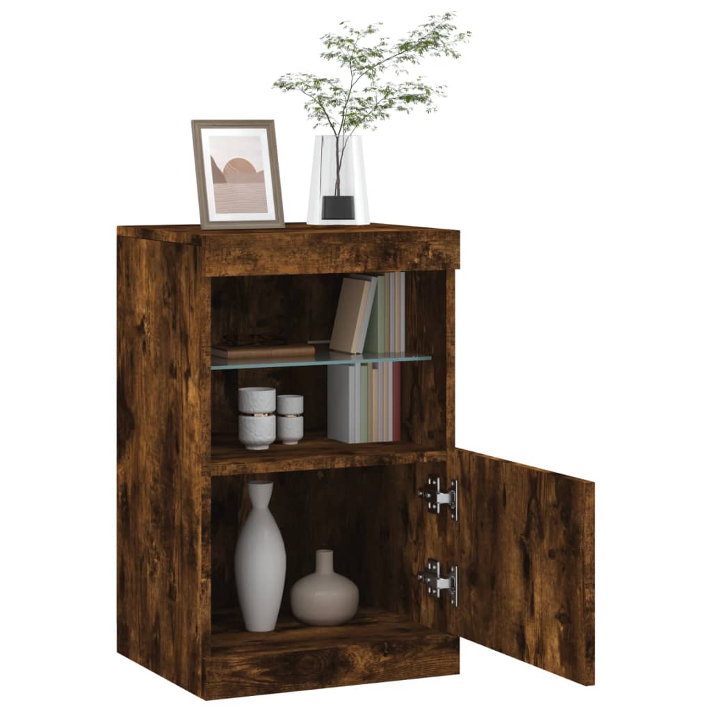 Buffet avec lumières LED chêne fumé 41x37x67 cm - XIOS