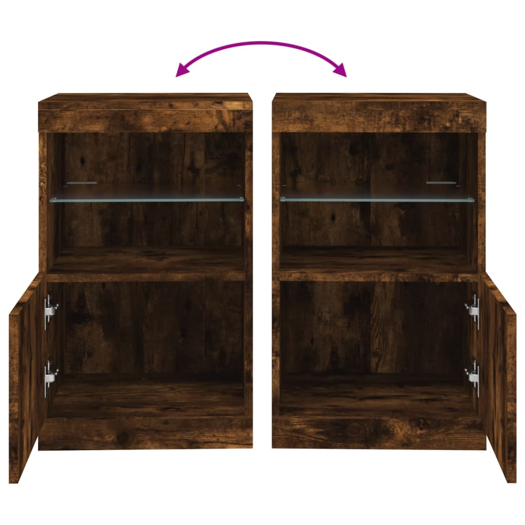 Buffet avec lumières LED chêne fumé 41x37x67 cm - XIOS