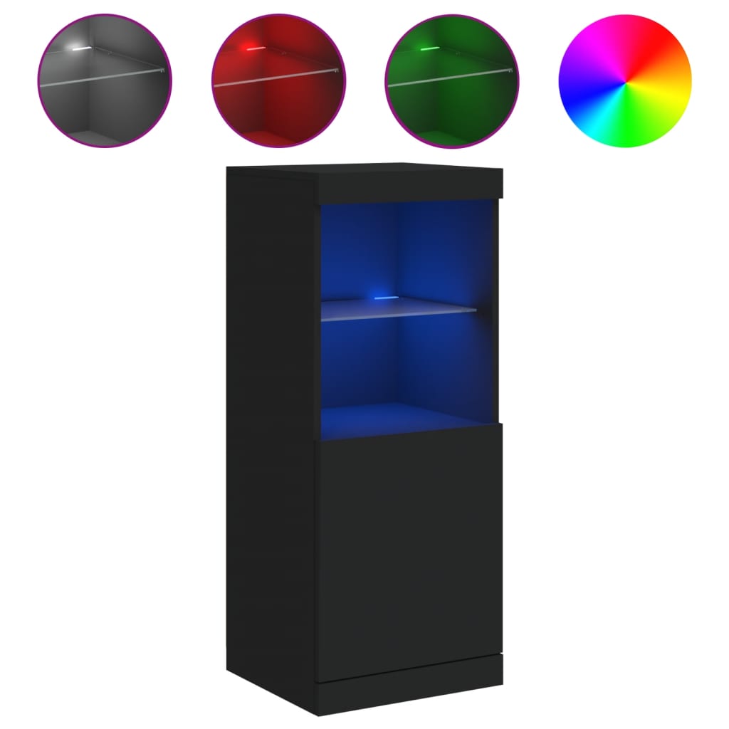 Buffet avec lumières LED noir 41x37x100 cm - XIOS