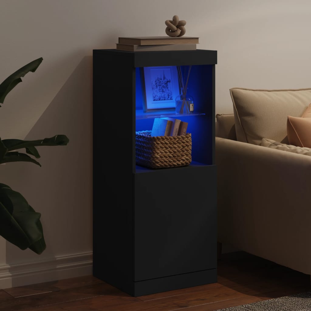 Buffet avec lumières LED noir 41x37x100 cm - XIOS