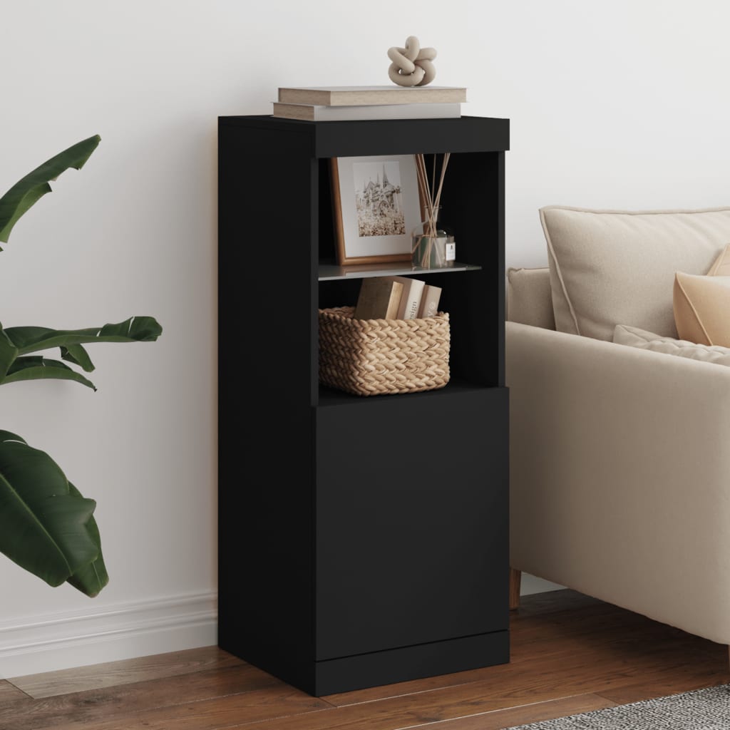Buffet avec lumières LED noir 41x37x100 cm - XIOS
