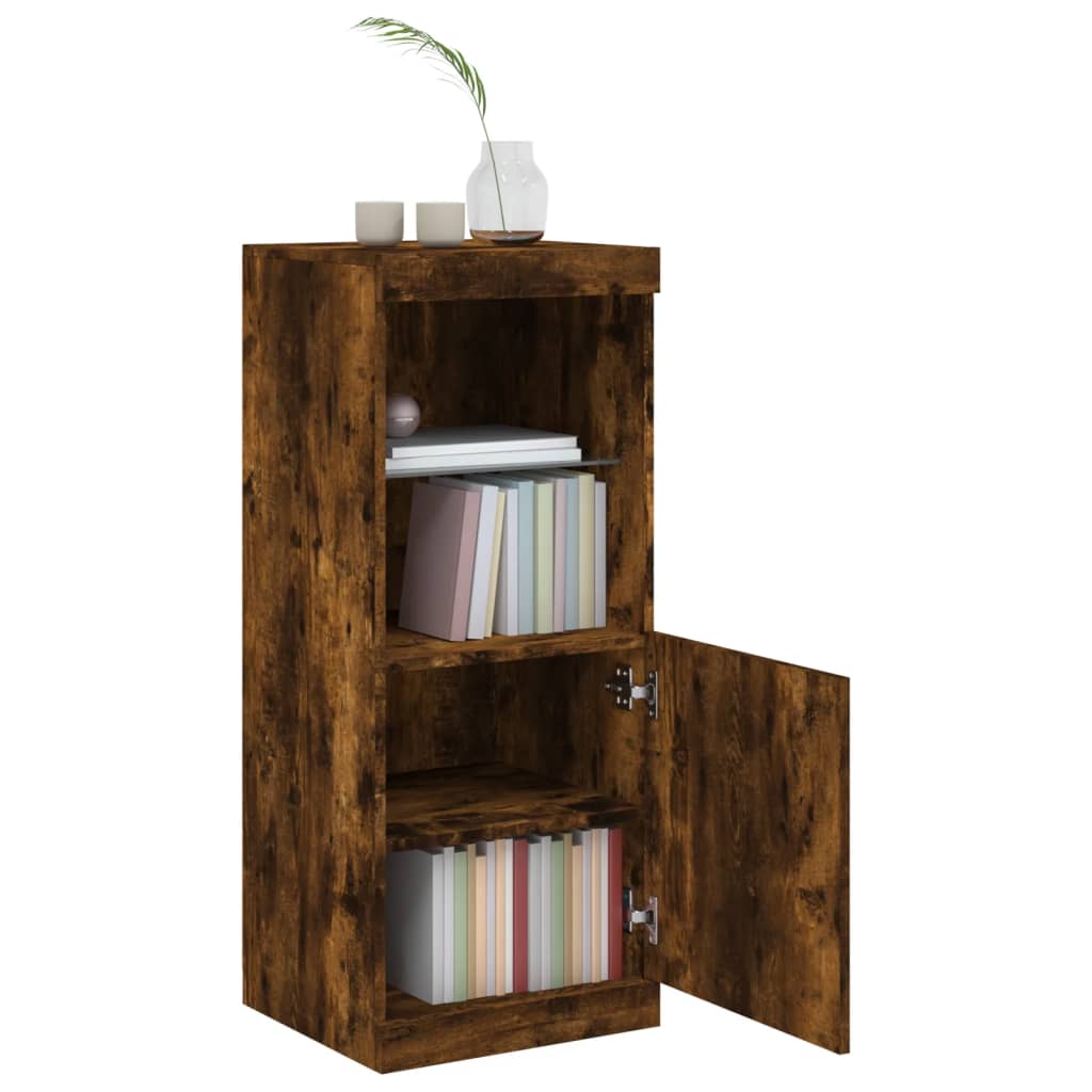 Buffet avec lumières LED chêne fumé 41x37x100 cm - XIOS