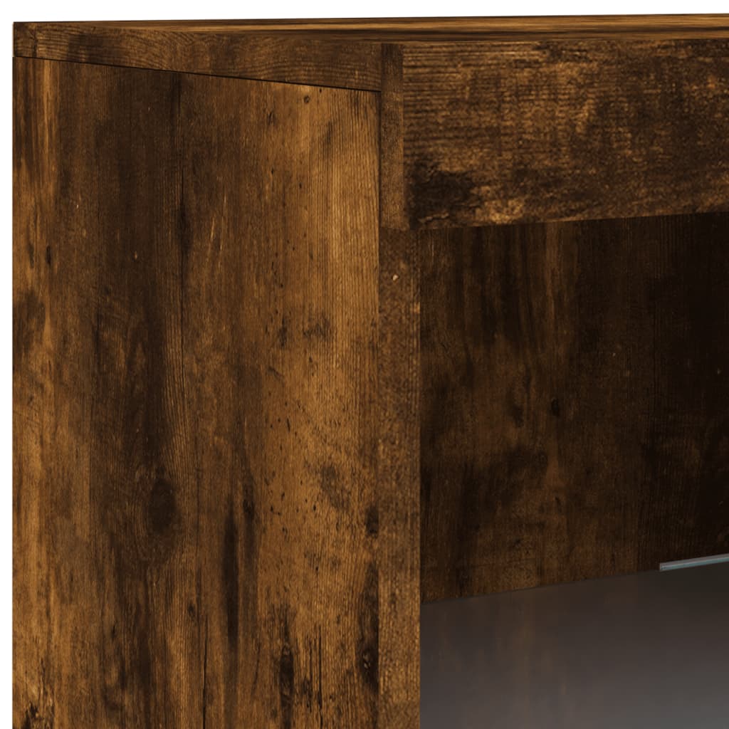 Buffet avec lumières LED chêne fumé 41x37x100 cm - XIOS