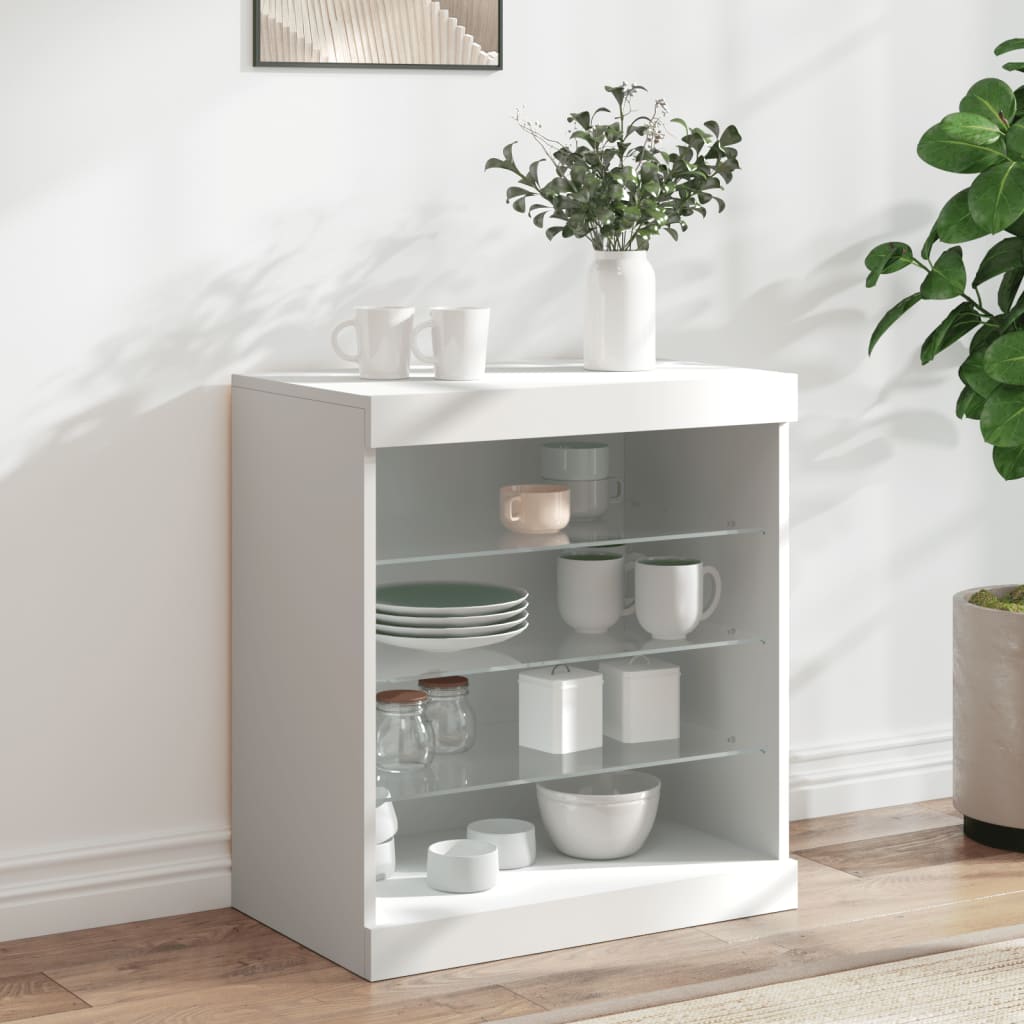 Buffet avec lumières LED blanc 60,5x37x67 cm - XIOS