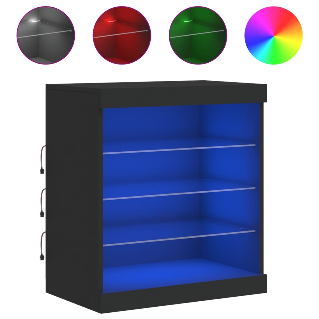Buffet avec lumières LED noir 60,5x37x67 cm - XIOS