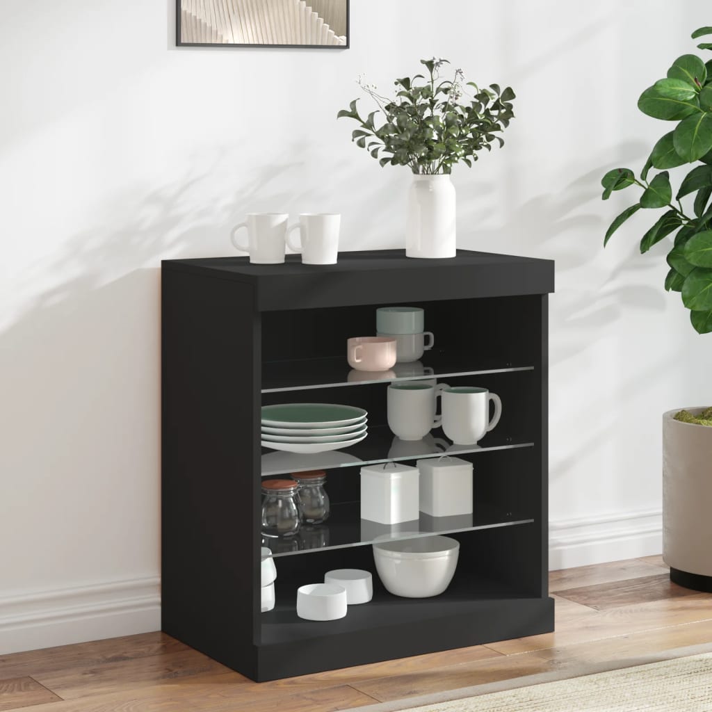 Buffet avec lumières LED noir 60,5x37x67 cm - XIOS