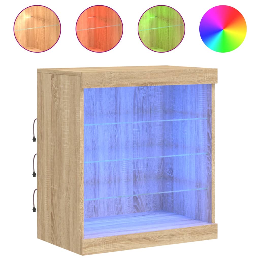 Buffet avec lumières LED chêne sonoma 60,5x37x67 cm - XIOS