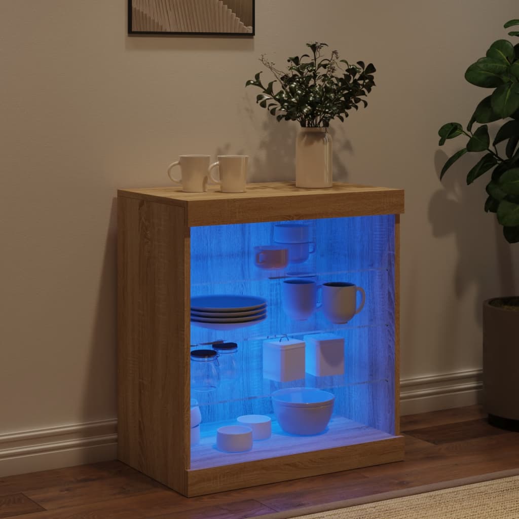 Buffet avec lumières LED chêne sonoma 60,5x37x67 cm - XIOS