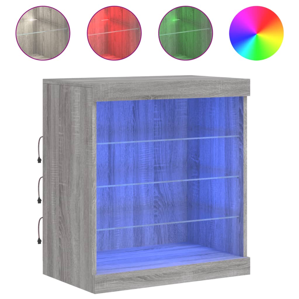 Buffet avec lumières LED sonoma gris 60,5x37x67 cm - XIOS