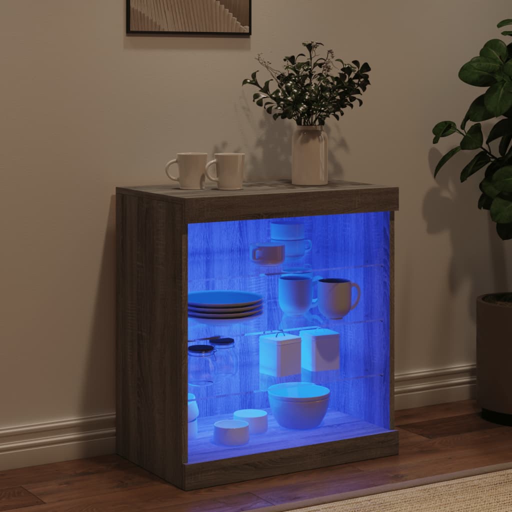 Buffet avec lumières LED sonoma gris 60,5x37x67 cm - XIOS