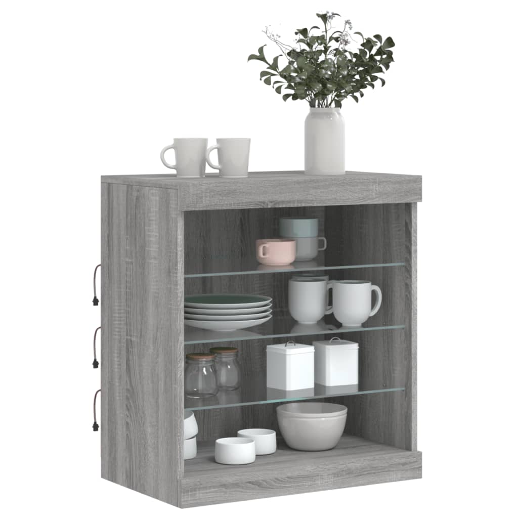 Buffet avec lumières LED sonoma gris 60,5x37x67 cm - XIOS