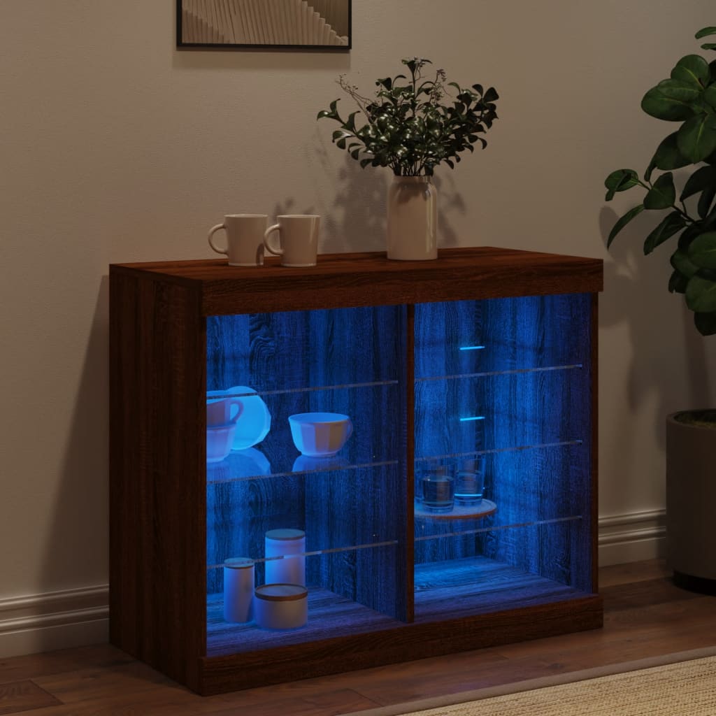 Buffet avec lumières LED chêne marron 81x37x67 cm - XIOS