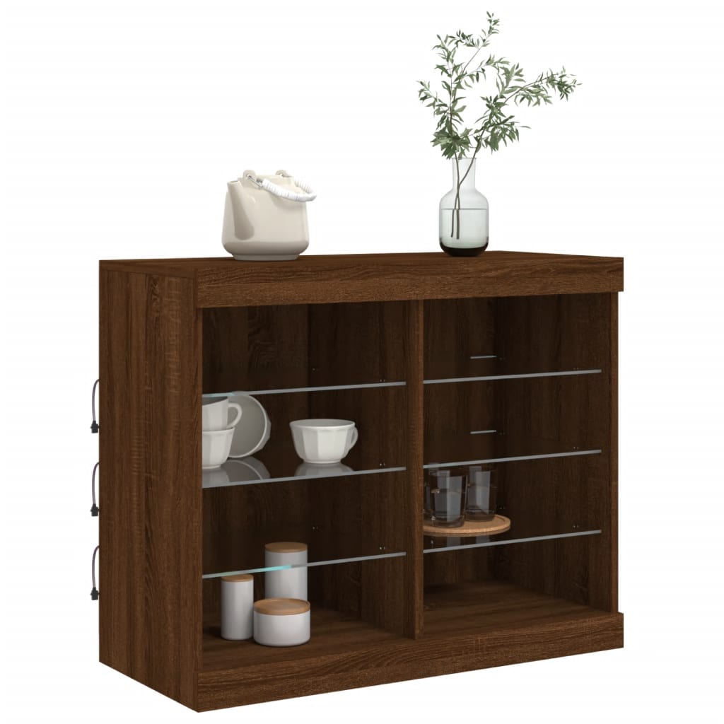 Buffet avec lumières LED chêne marron 81x37x67 cm - XIOS