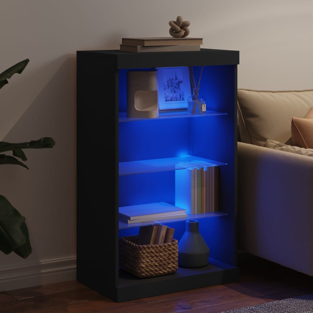 Buffet avec lumières LED noir 60,5x37x100 cm - XIOS