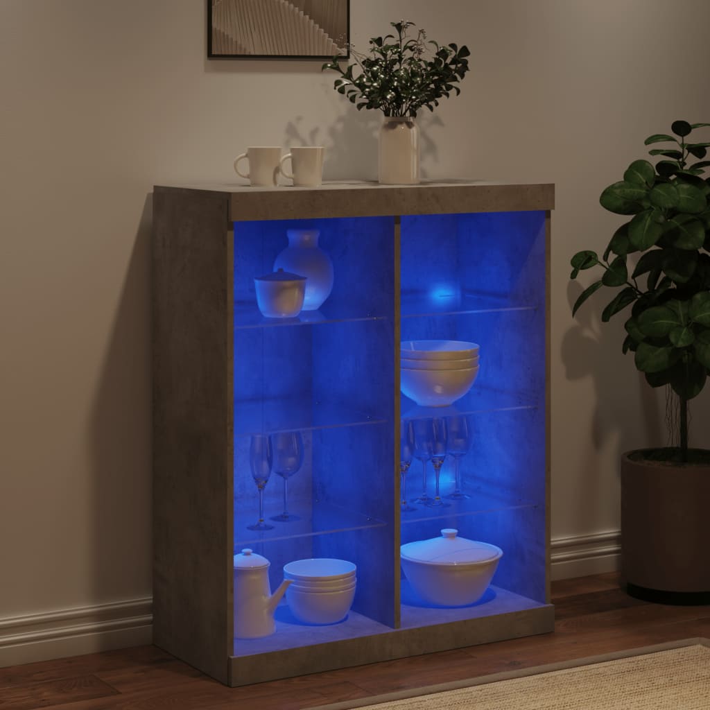 Buffet avec lumières LED gris béton 81x37x100 cm - XIOS