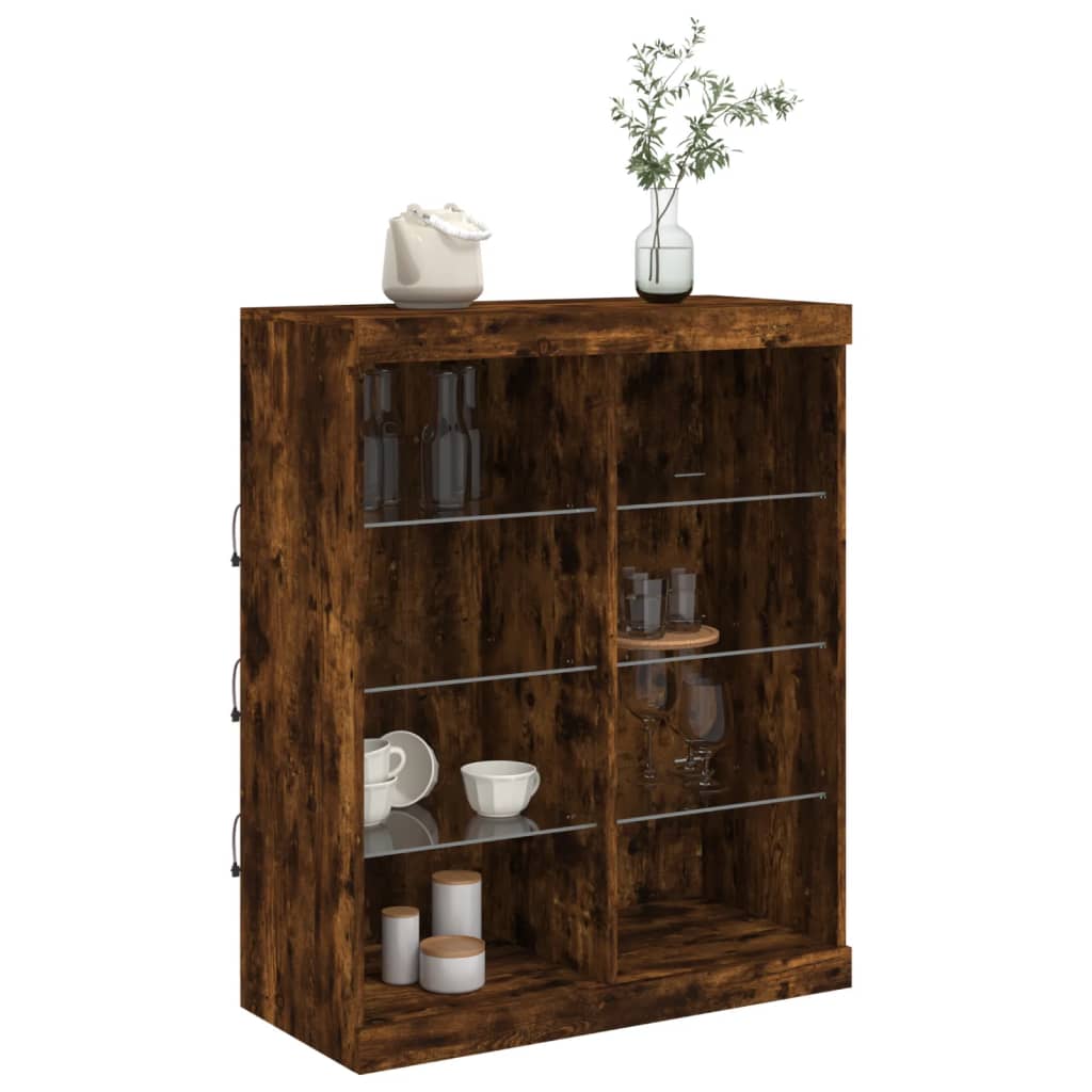 Buffet avec lumières LED chêne fumé 81x37x100 cm - XIOS