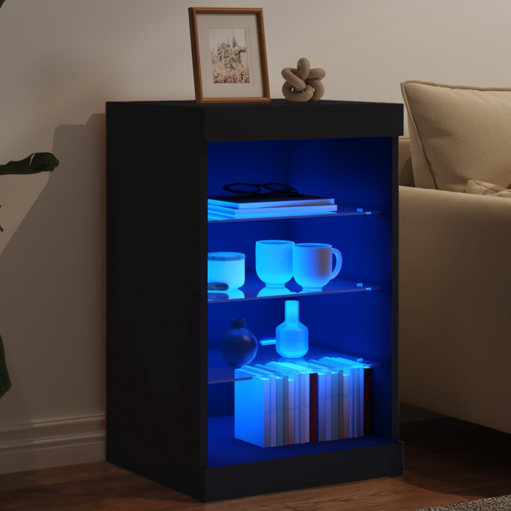 Buffet avec lumières LED noir 41x37x67 cm - XIOS