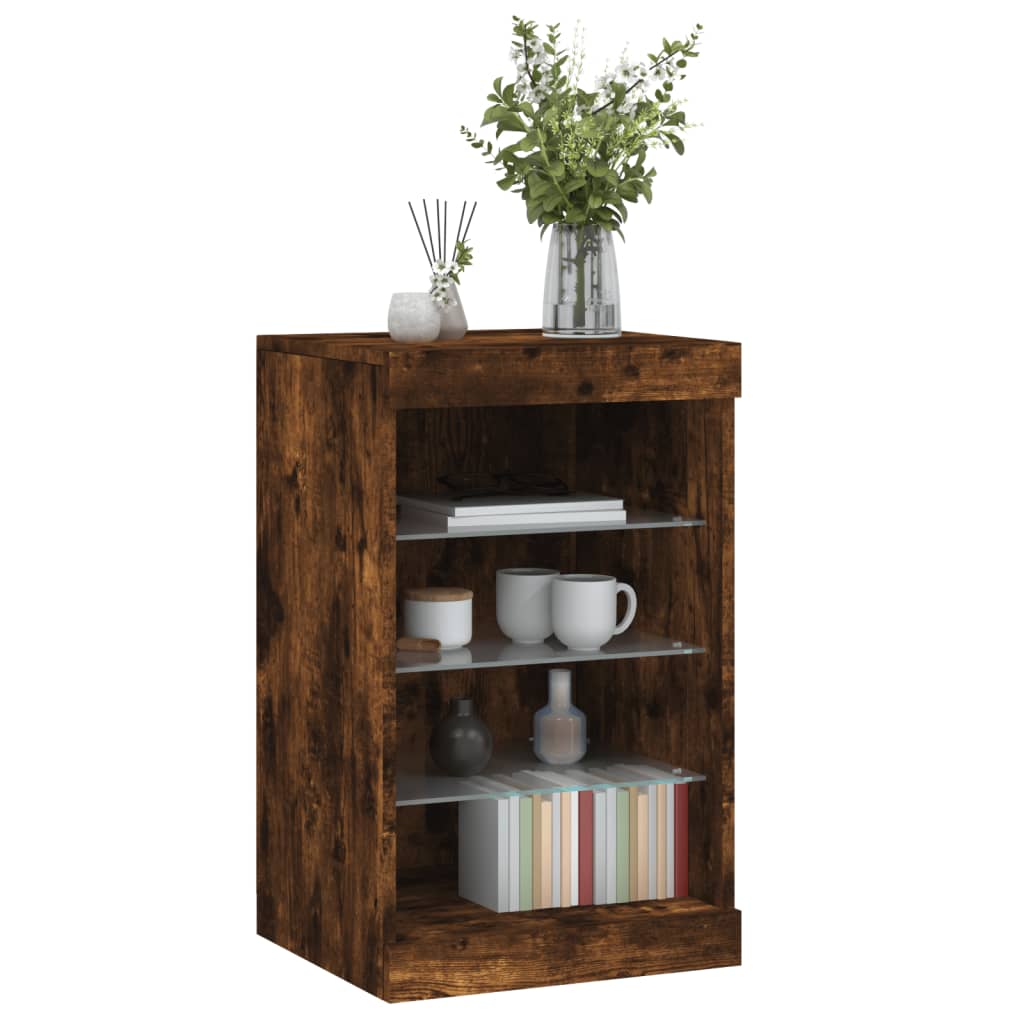 Buffet avec lumières LED chêne fumé 41x37x67 cm - XIOS