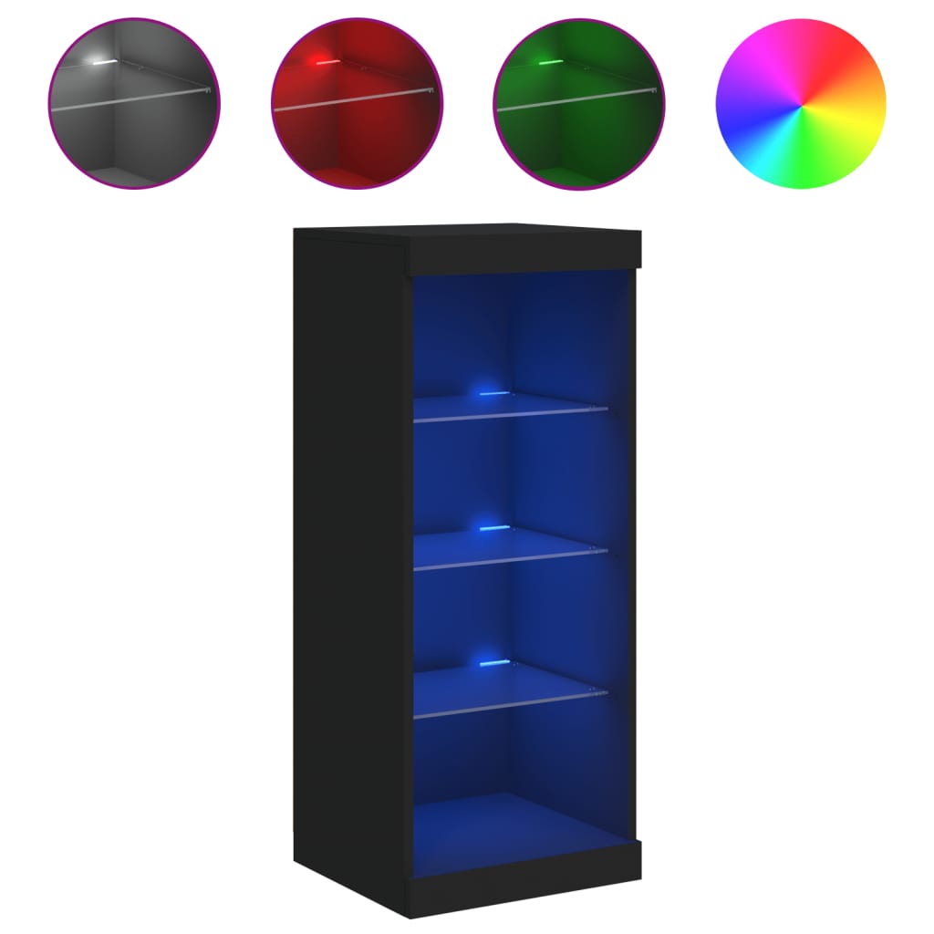 Buffet avec lumières LED noir 41x37x100 cm - XIOS