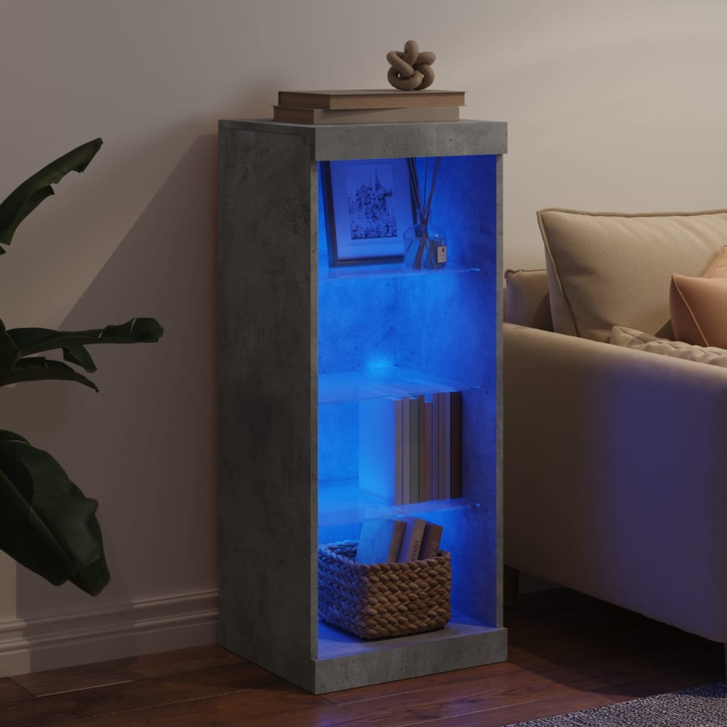 Buffet avec lumières LED gris béton 41x37x100 cm - XIOS
