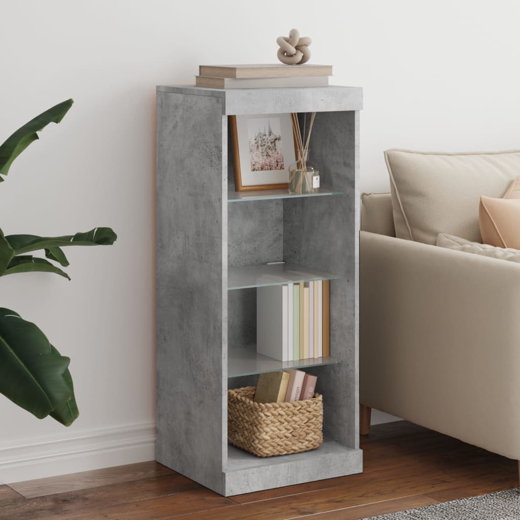 Buffet avec lumières LED gris béton 41x37x100 cm - XIOS