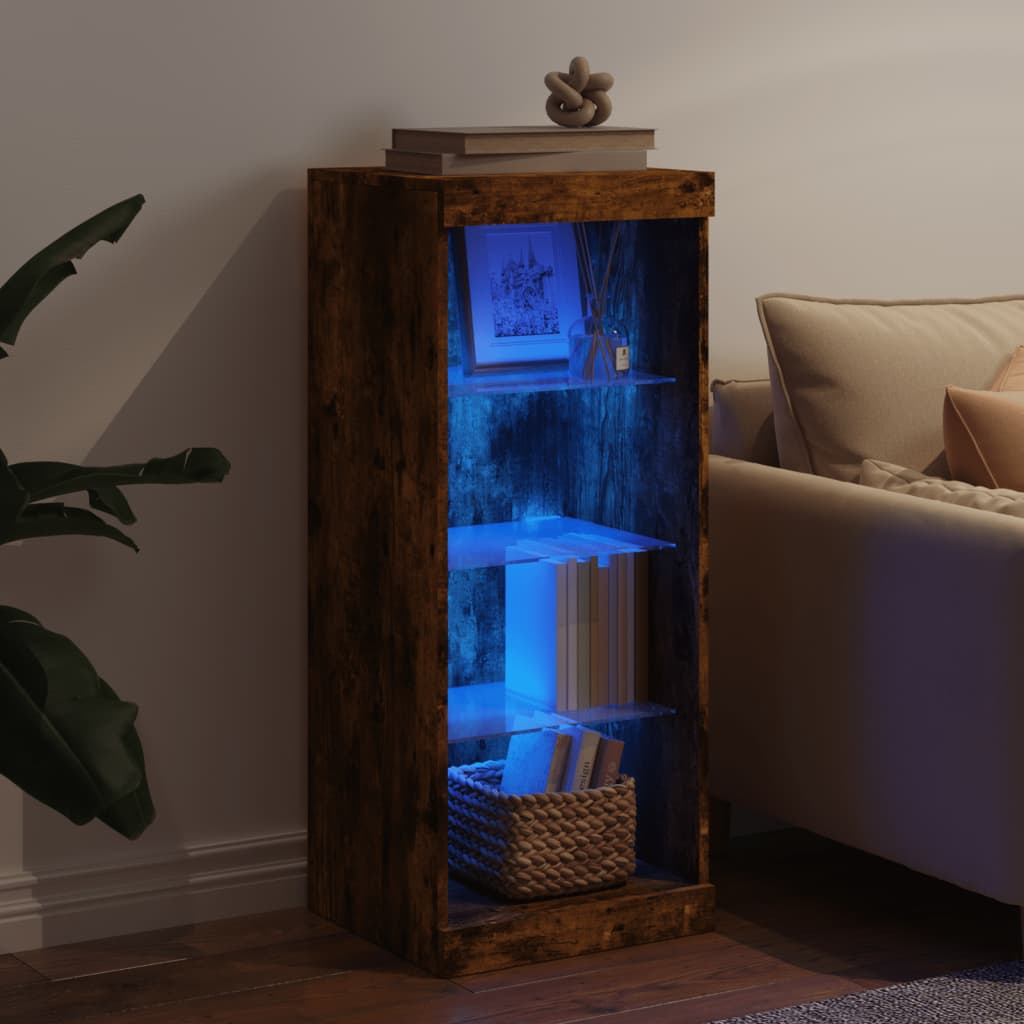 Buffet avec lumières LED chêne fumé 41x37x100 cm - XIOS