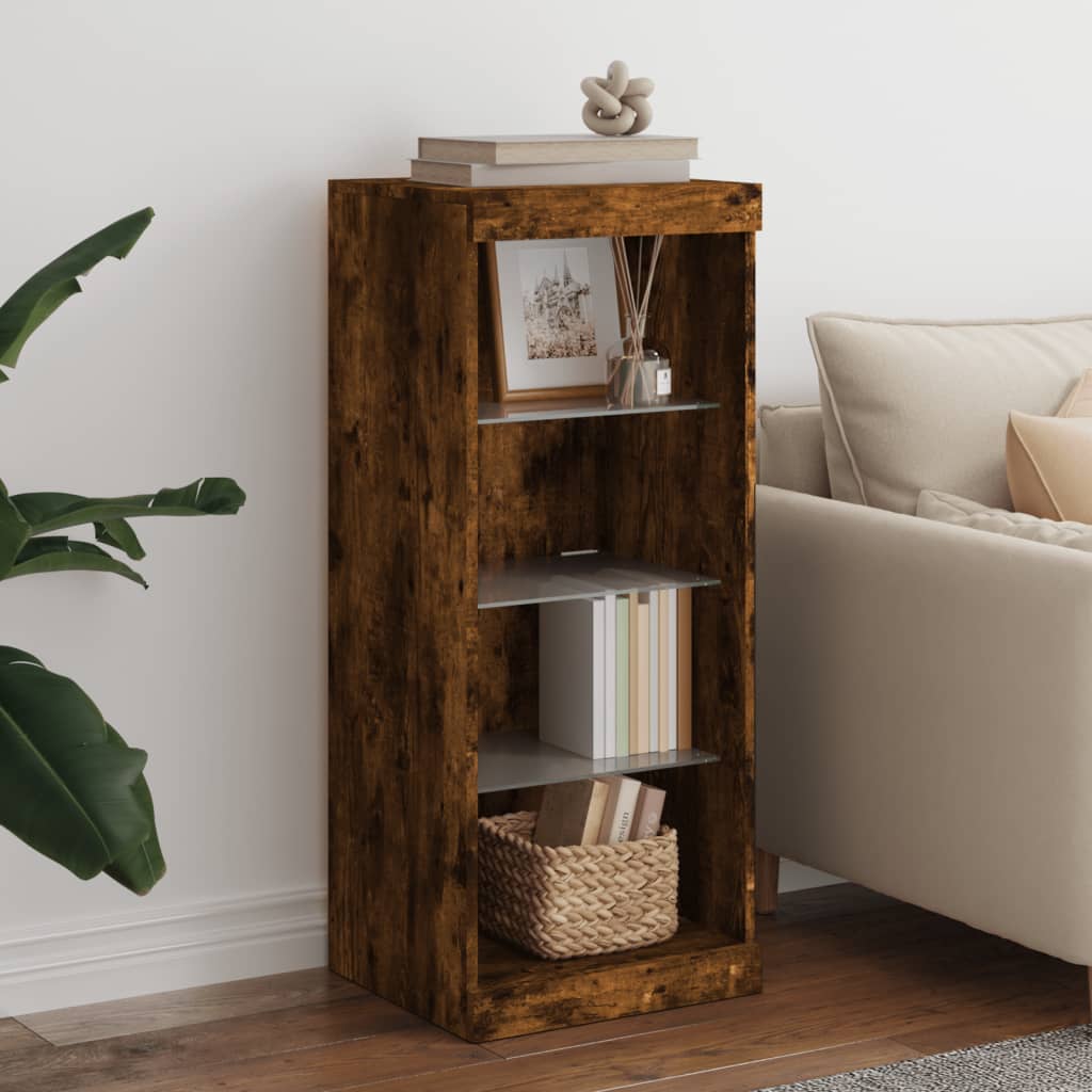 Buffet avec lumières LED chêne fumé 41x37x100 cm - XIOS