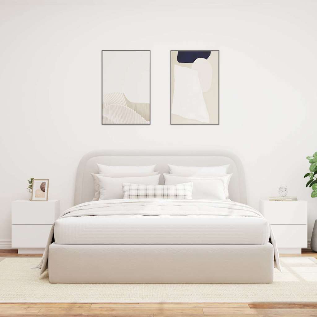 Armoires de chevet et lumières LED 2pcs blanc bois d'ingénierie - XIOS