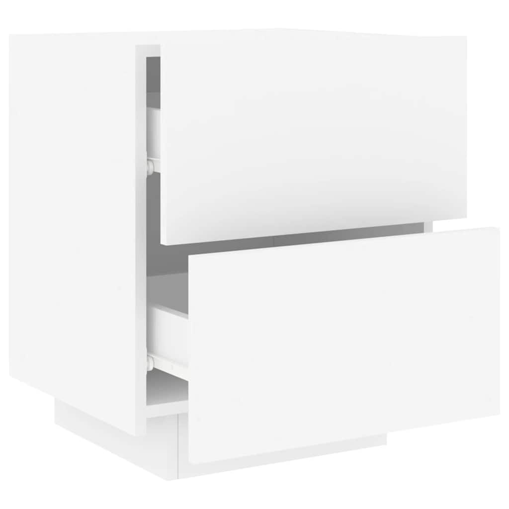 Armoires de chevet et lumières LED 2pcs blanc bois d'ingénierie - XIOS