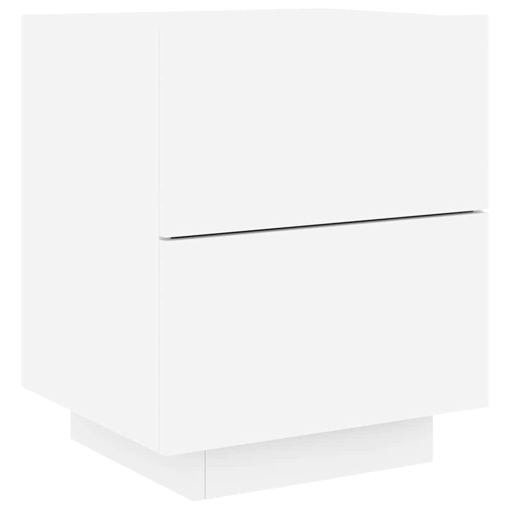 Armoires de chevet et lumières LED 2pcs blanc bois d'ingénierie - XIOS