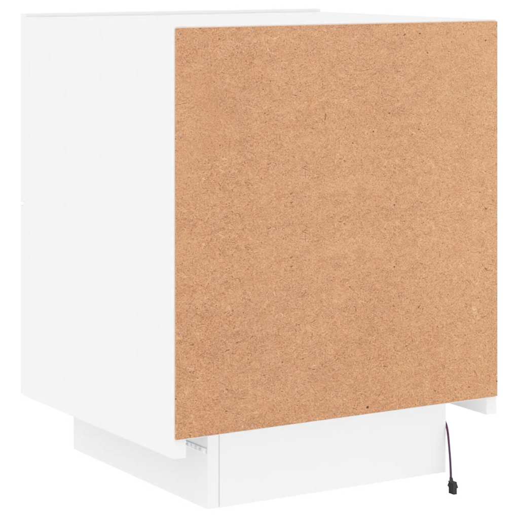 Armoires de chevet et lumières LED 2pcs blanc bois d'ingénierie - XIOS