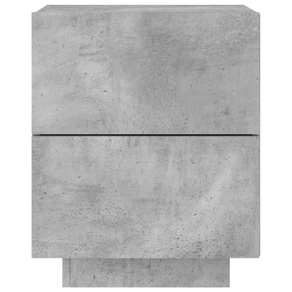 Armoire de chevet et lumières LED gris béton bois d'ingénierie - XIOS