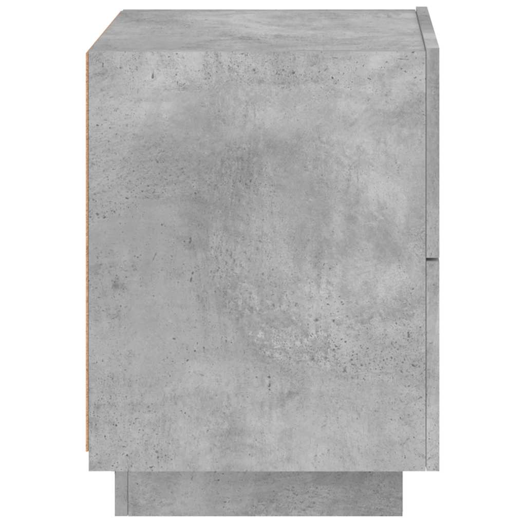 Armoire de chevet et lumières LED gris béton bois d'ingénierie - XIOS