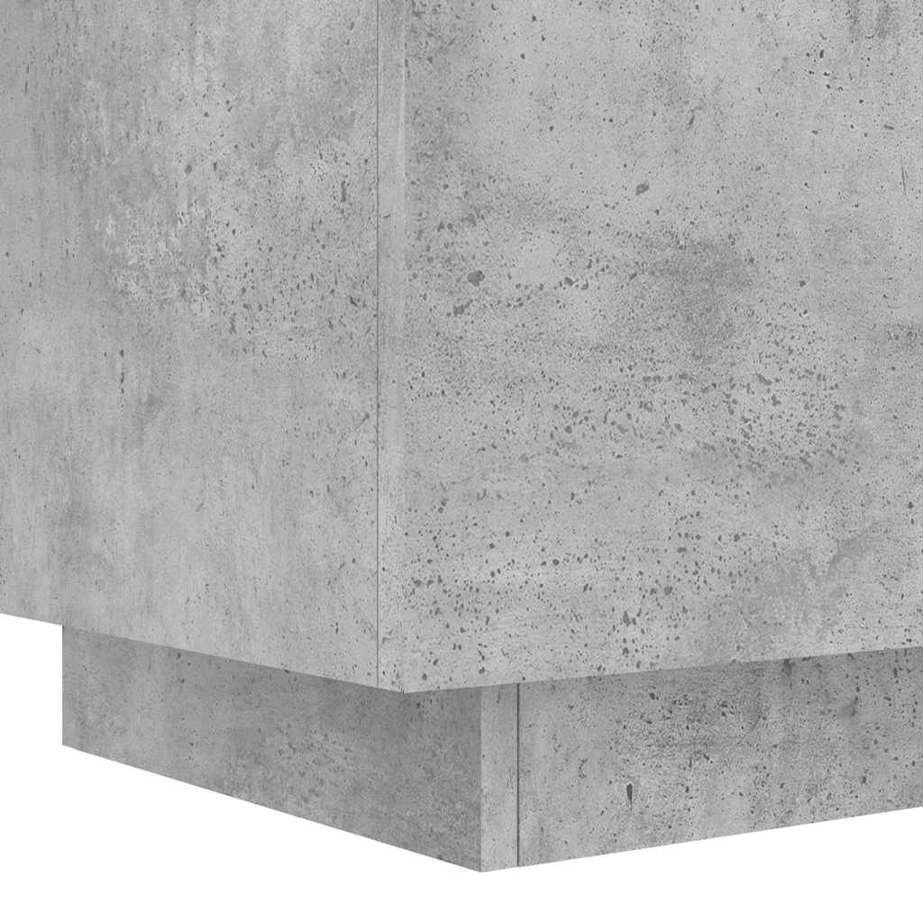 Armoire de chevet et lumières LED gris béton bois d'ingénierie - XIOS