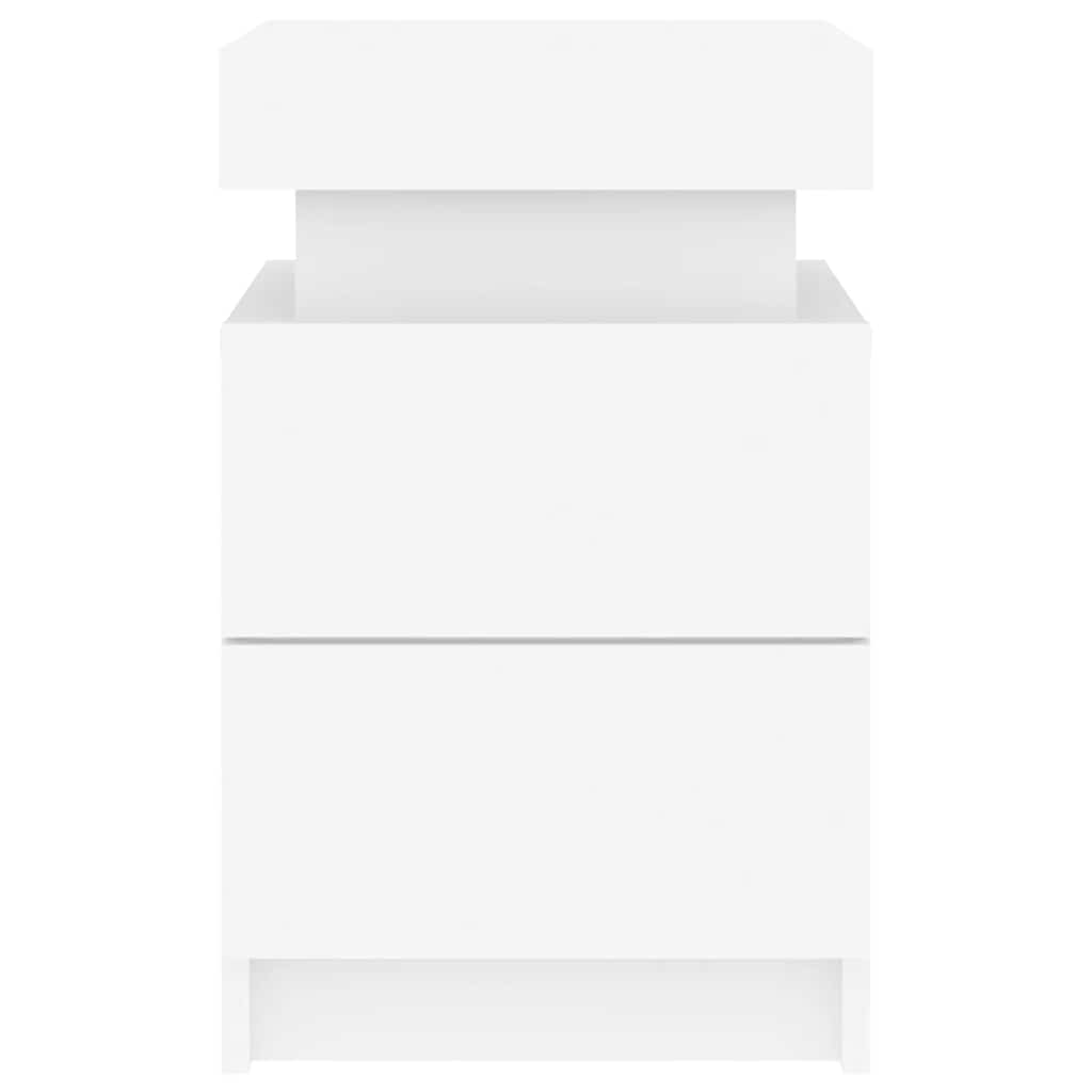 Tables de chevet avec lumières LED 2 pcs blanc 35x39x55 cm