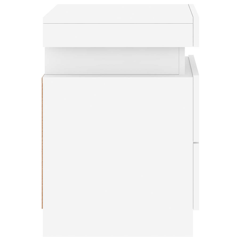 Tables de chevet avec lumières LED 2 pcs blanc 35x39x55 cm