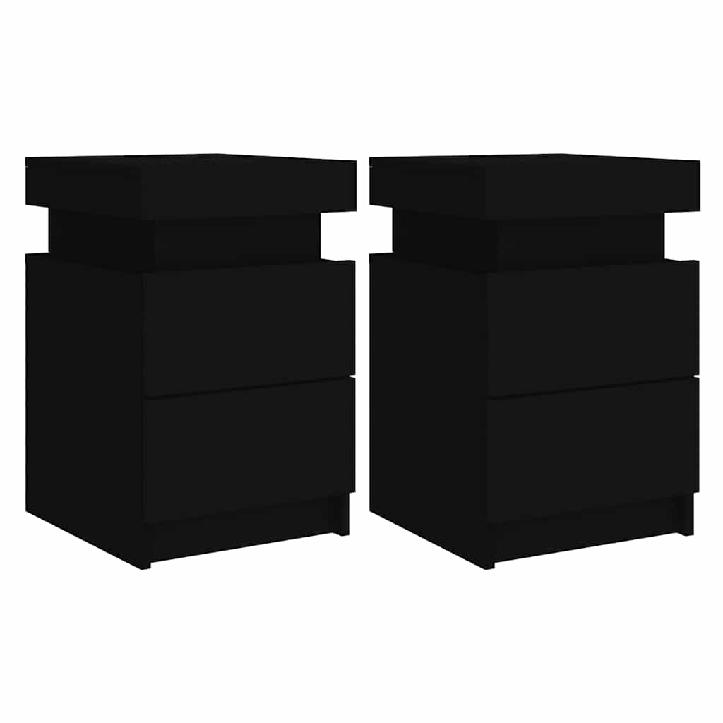Tables de chevet avec lumières LED 2 pcs noir 35x39x55 cm - XIOS