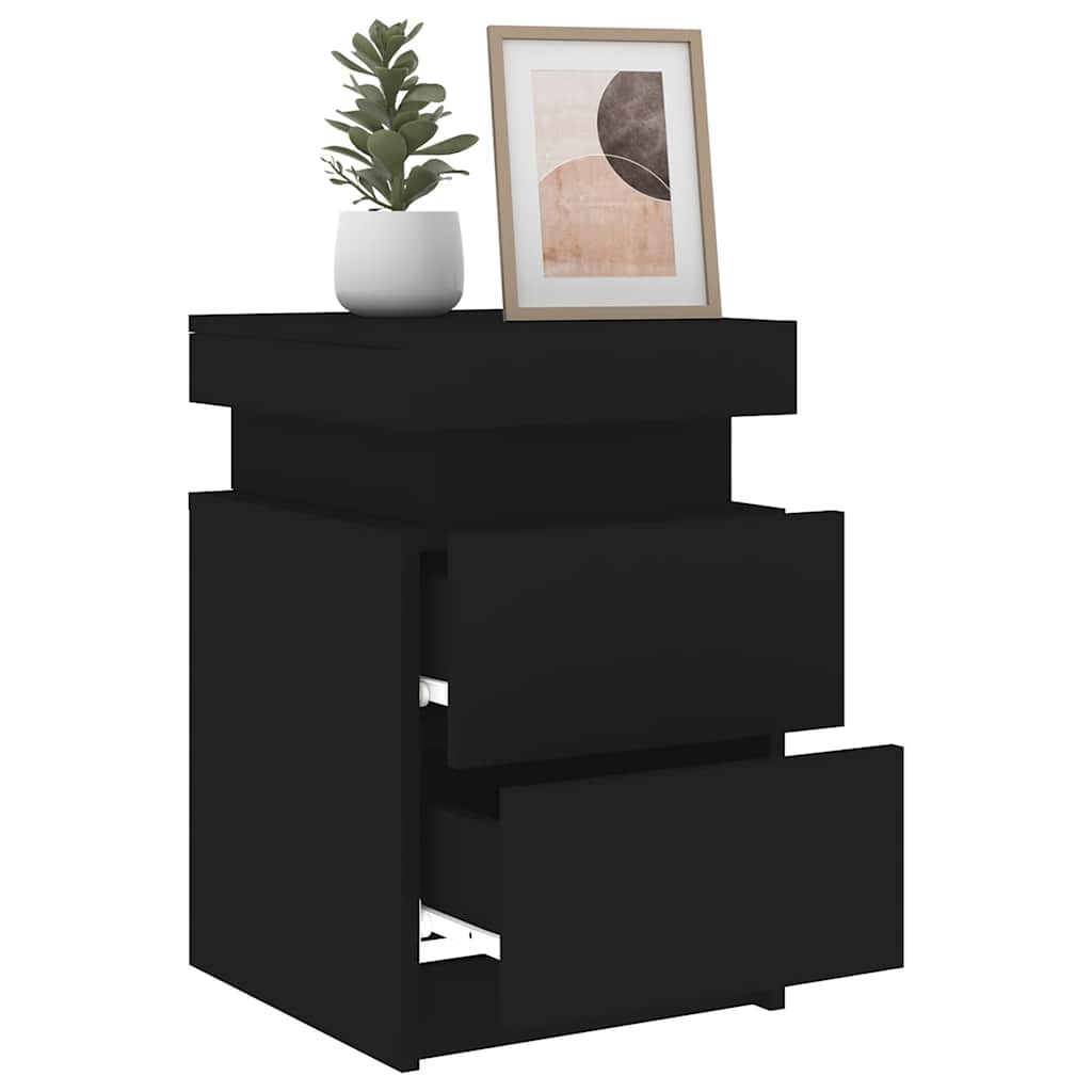 Tables de chevet avec lumières LED 2 pcs noir 35x39x55 cm - XIOS