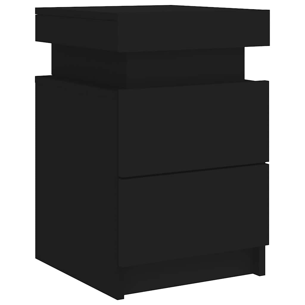 Tables de chevet avec lumières LED 2 pcs noir 35x39x55 cm - XIOS