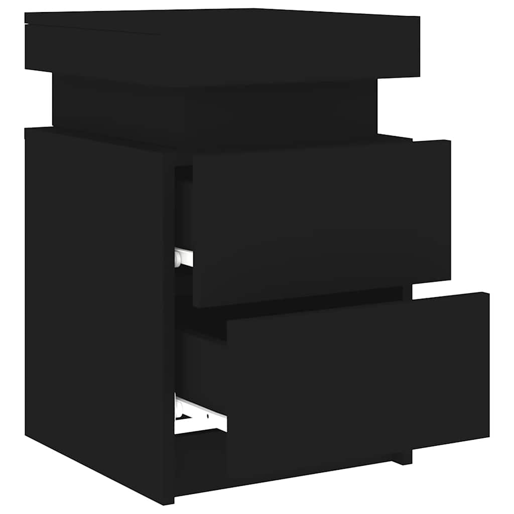 Tables de chevet avec lumières LED 2 pcs noir 35x39x55 cm - XIOS