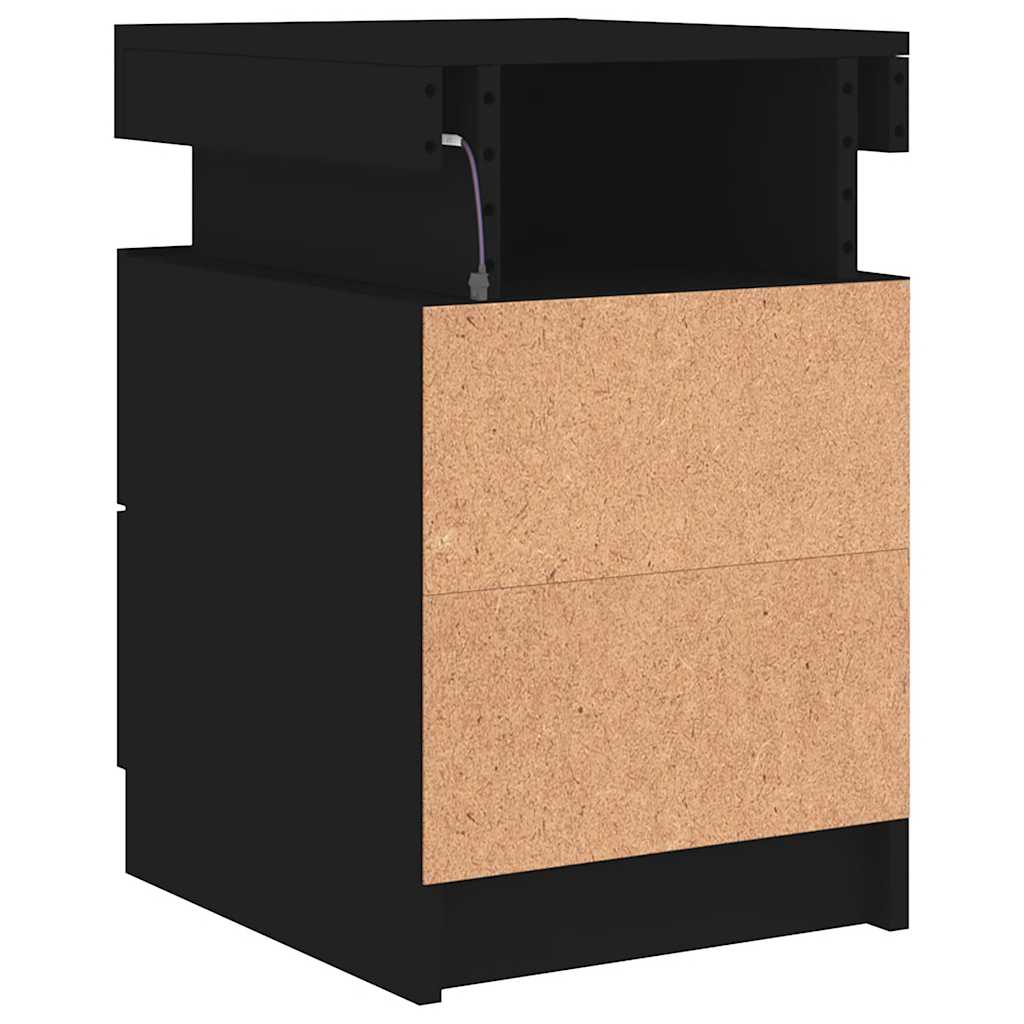 Tables de chevet avec lumières LED 2 pcs noir 35x39x55 cm - XIOS