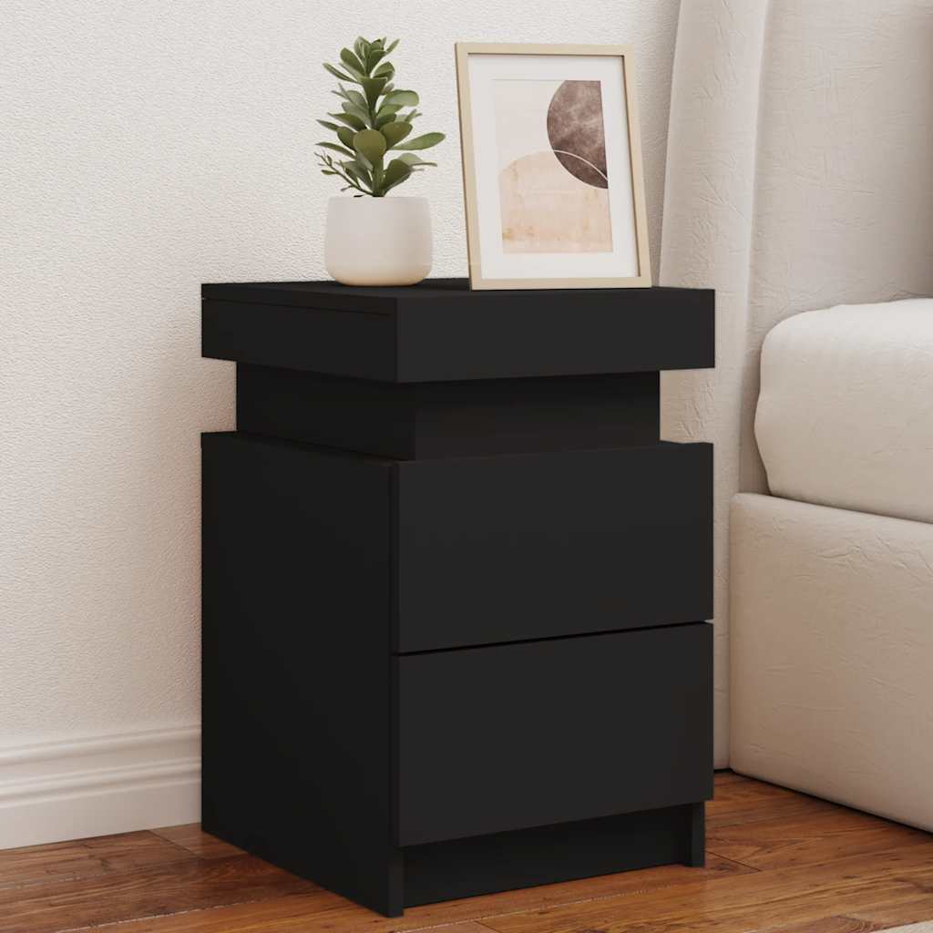 Tables de chevet avec lumières LED 2 pcs noir 35x39x55 cm - XIOS