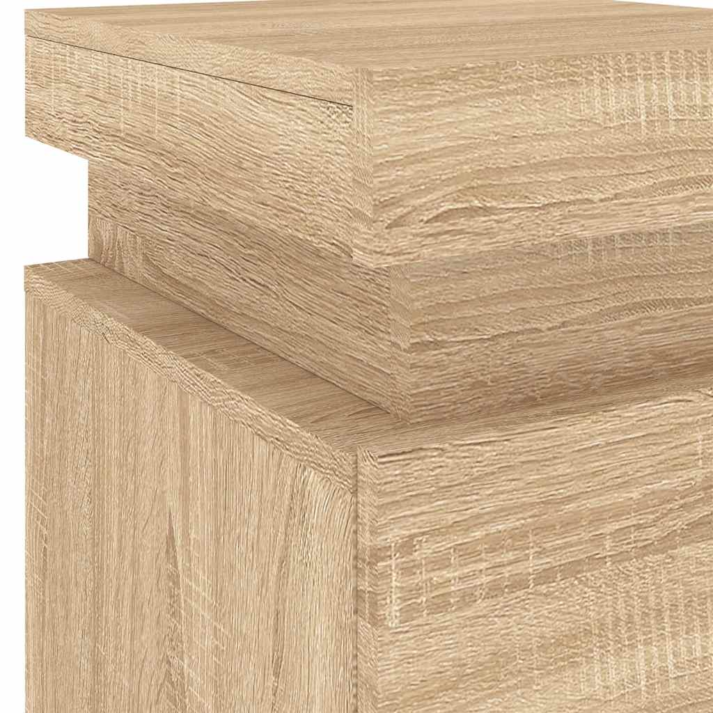 Tables de chevet et lumières LED 2 pcs chêne sonoma 35x39x55 cm - XIOS
