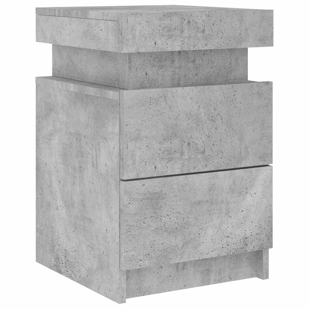 Table de chevet avec lumières LED gris béton 35x39x55 cm - XIOS