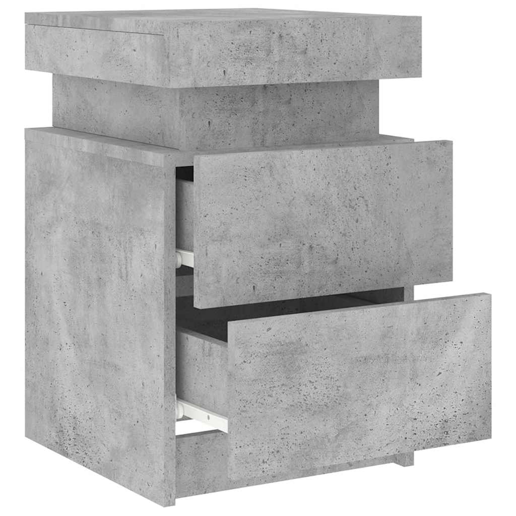 Table de chevet avec lumières LED gris béton 35x39x55 cm - XIOS